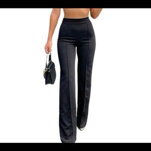 Black High-Waisted Flare Pants